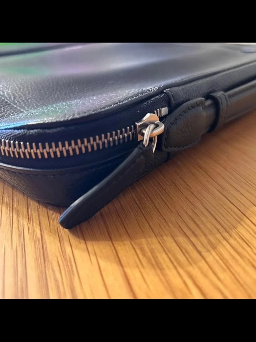 Mulberry Black Pebbled Leather Zip-Around Laptop Folio